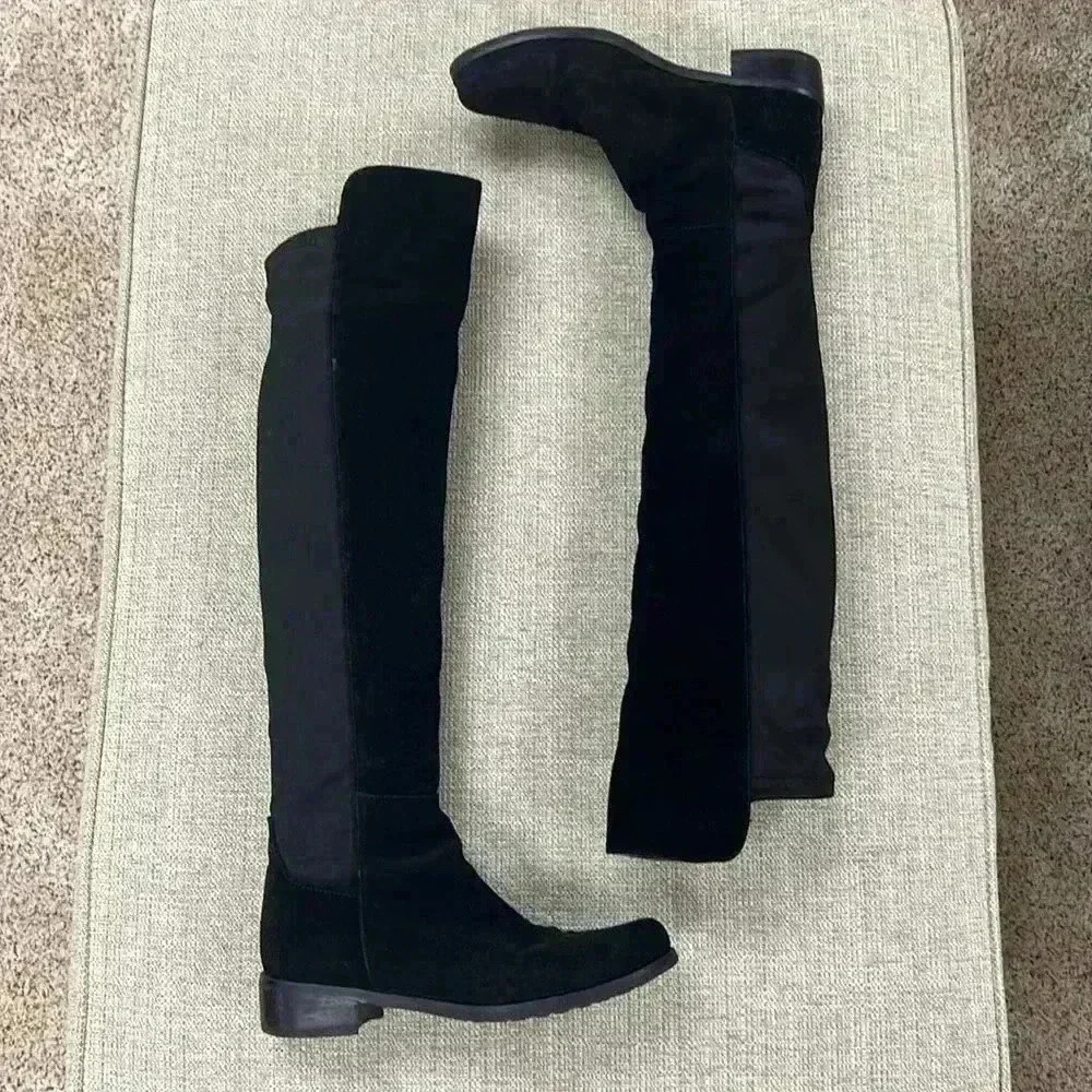 Blonde Velma Waterproof Suede Over-the-Knee Boots - Picture 1 of 12